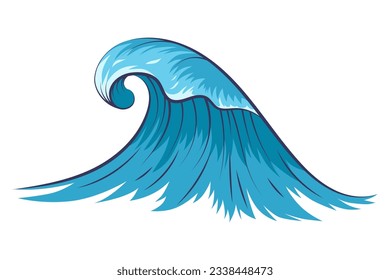 Ola oceánica vectorial. Basura de agua aislada ambientada al estilo de las caricaturas.