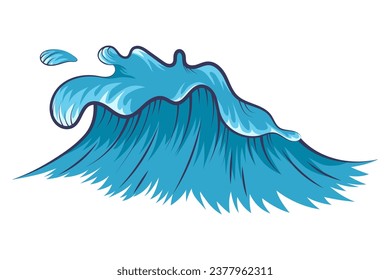 Vector ocean wave. Isolated water splash set in cartoon style.