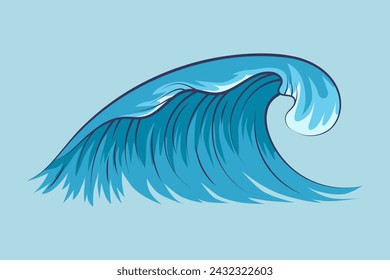 Vector ocean wave. Isolated water splash set in cartoon style.