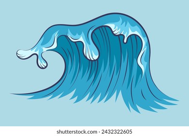 Vector ocean wave. Isolated water splash set in cartoon style.