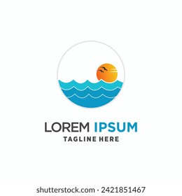 Vector ocean wave logo template vector ocean simple and modern logo design