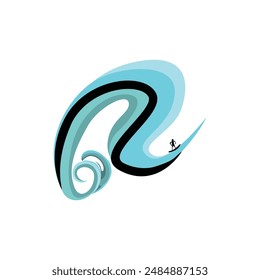 Vector de la ola del océano. Estilo de dibujos animados.