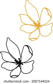Vector ochre and black single line isolated lily flower
