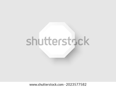 Vector octagon sign 3d paper frame white for enter text. Presentation symbol chart business white and grey design.