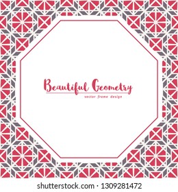 Vector octagonal frame with asian mosaic ornament. Geometric ornamental mosaic. Arabic design for page decoration.