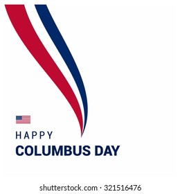 Vector October 12 Happy Columbus Day typography. white red and blue lines coming from top American day background