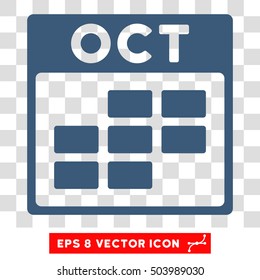 Vector October Calendar Grid EPS vector pictograph. Illustration style is flat iconic blue symbol on a transparent background.