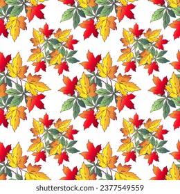 Vector - october leaves colorful,  seamless pattern.