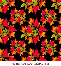 Vector - october leaves colorful, seamless pattern.