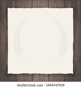 Vector Octoberfest background for beer table menu or flyer. Vintage rustic design with wooden backdrop and rough paper sheets.