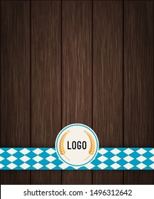 Vector Octoberfest background for beer table menu or flyer. Vintage rustic design with wooden backdrop.