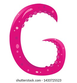 Vector octopus alphabet. Letter G. Element for game, icon, print, words.