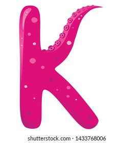 Vector octopus alphabet. Letter K. Element for game, icon, print, words.