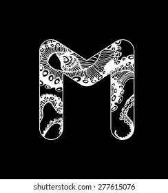 Vector octopus alphabet. Sketchy creative letters collection hand drawn with ink pen for lettering posters, ads, headers, banners and more