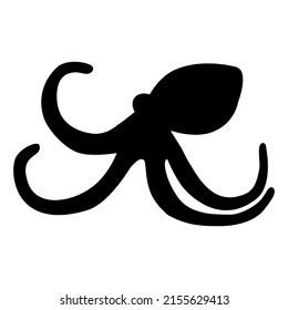 Vector octopus black silhouette isolated on white background