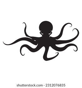 Vector octopus in cartoon design. monochrome limbs of the sea monster Kraken. vector