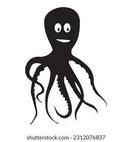 Vector octopus in cartoon design. monochrome limbs of the sea monster Kraken. vector