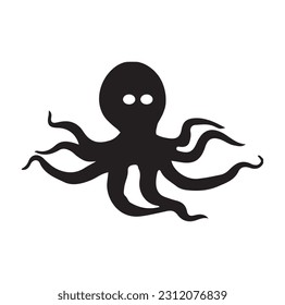 Vector octopus in cartoon design. monochrome limbs of the sea monster Kraken. vector
