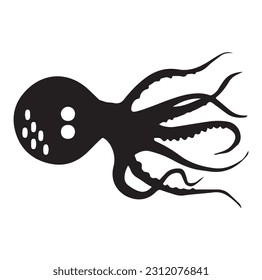 Vector octopus in cartoon design. monochrome limbs of the sea monster Kraken. vector
