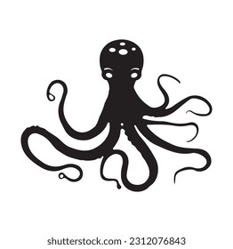 Vector octopus in cartoon design. monochrome limbs of the sea monster Kraken. vector