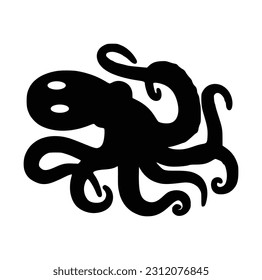 Vector octopus in cartoon design. monochrome limbs of the sea monster Kraken. vector