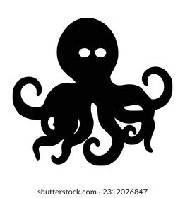 Vector octopus in cartoon design. monochrome limbs of the sea monster Kraken. vector