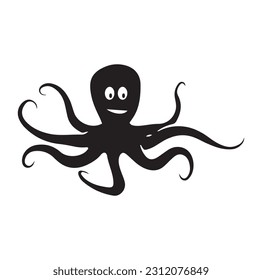 Vector octopus in cartoon design. monochrome limbs of the sea monster Kraken. vector