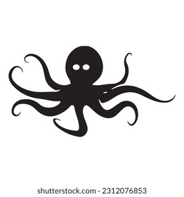 Vector octopus in cartoon design. monochrome limbs of the sea monster Kraken. vector