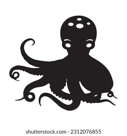 Vector octopus in cartoon design. monochrome limbs of the sea monster Kraken. vector