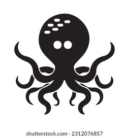 Vector octopus in cartoon design. monochrome limbs of the sea monster Kraken. vector