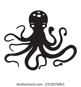 Vector octopus in cartoon design. monochrome limbs of the sea monster Kraken. vector