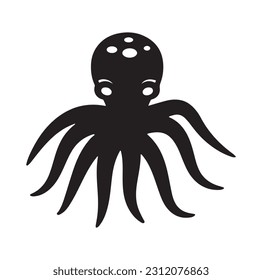 Vector octopus in cartoon design. monochrome limbs of the sea monster Kraken. vector