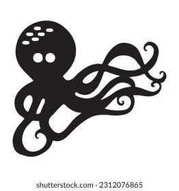 Vector octopus in cartoon design. monochrome limbs of the sea monster Kraken. vector