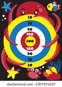 vector octopus dart board game background 