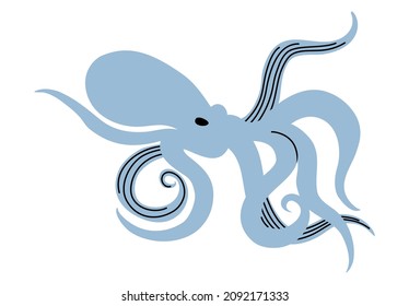 Vector octopus design element for logo or sticker