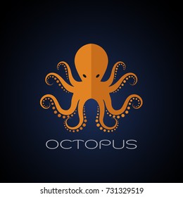 Vector of an octopus design on dark blue background. Aquatic animals.