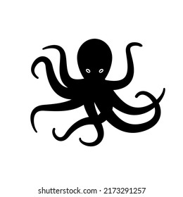 Vektorktopussymbol. Schwarz auf weißem Flachsymbol.