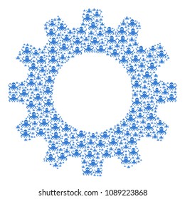 Vector octopus icons are formed into gearwheel figure. Mechanics design concept constructed from octopus elements.