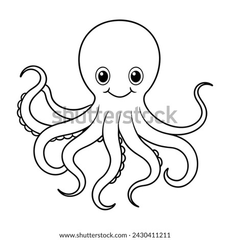 Vector of octopus illustration coloring page for kids