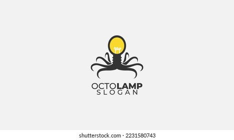 vector octopus light bulb combination logo icon. flat simple design