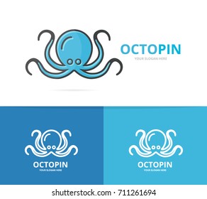 Vector of octopus logo. Unique marine and seafood logotype design template.