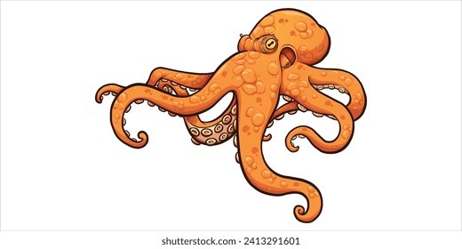 vector octopus with long tentacles