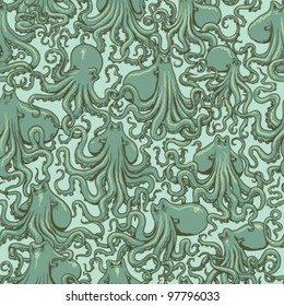 Vector octopus seamless pattern