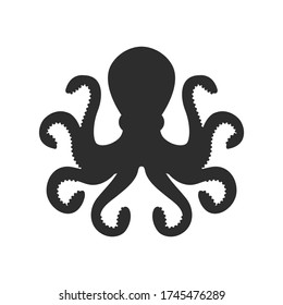 Vector Octopus silhouette. Octopus silhouette icon isolated on white background.