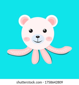 vector octopus smiling combination of bear head with octopus feet