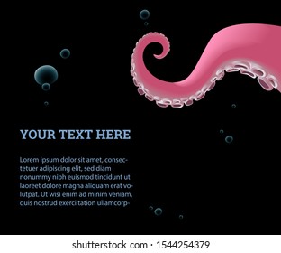 Vector octopus tentacle and bubbles illustration with space for your text message