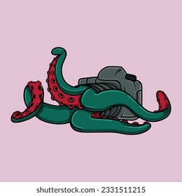 Tentáculos de pulpo vectorial pegados a la cámara