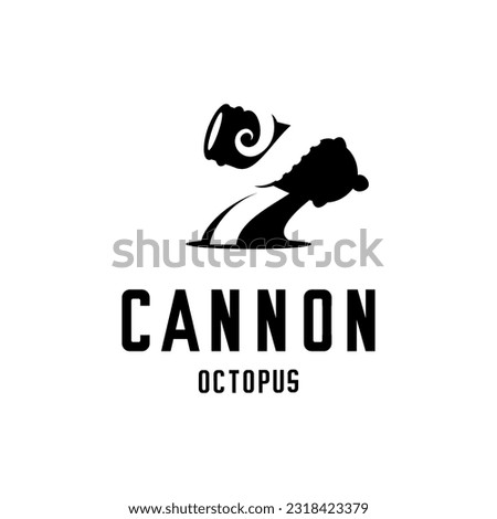 vector octopus tentacles wrapped around traditional cannon on white background