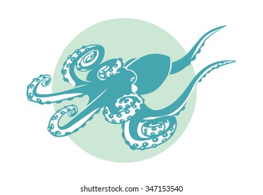 Vector octopus in two colors. 