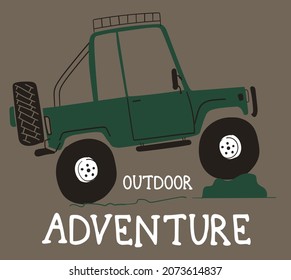 vector off road car illustration. outdoor t shirts print 